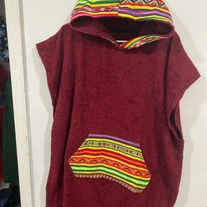 Hoodie surf poncho peruvian inka motif size unisex one size fits Medium/Large